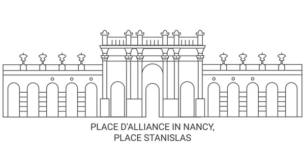 Francie Place Dalliance Nancy Place Stanislas Cestovní Mezník Linie Vektorové — Stockový vektor