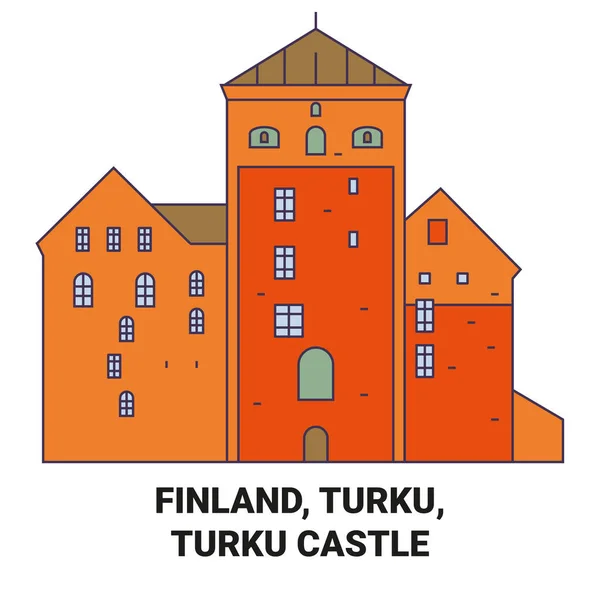 Finsko Turku Turku Hrad Cestovní Orientační Linie Vektor Ilustrace — Stockový vektor
