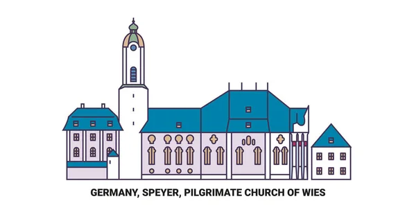 ドイツ スピーヤー 巡礼教会ワイズ旅行ランドマークラインベクトルイラスト — ストックベクタ