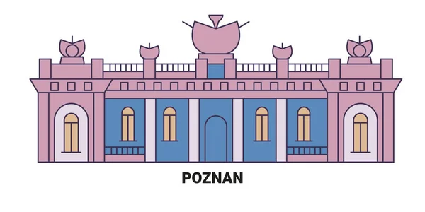 Poland Poznan Travel Landmark Line Illustration — стоковий вектор