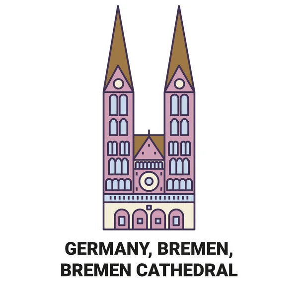 Tyskland Bremen Bremen Katedralen Resor Landmärke Linje Vektor Illustration — Stock vektor