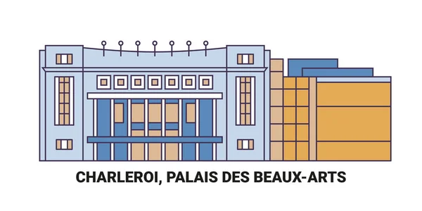Belgio Charleroi Palais Des Beauxarts Illustrazione Vettoriale Riferimento Viaggio — Vettoriale Stock