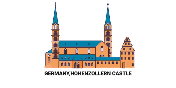 Németország Hohenzollern Kastély Utazás Mérföldkő Vonal Vektor Illusztráció — Stock Vector