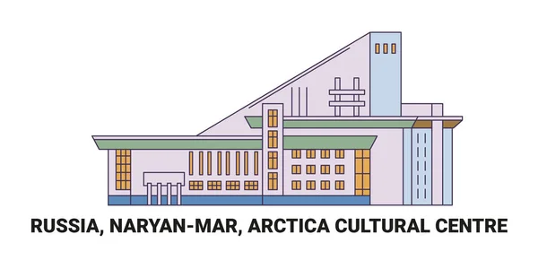 Rusia Naryanmar Centro Cultural Ártico Ilustración Vector Línea Referencia Viaje — Vector de stock