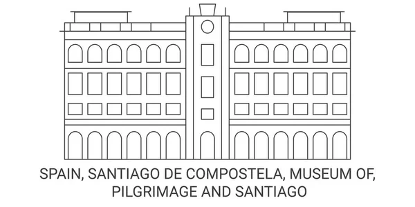 España Santiago Compostela Museo Peregrinación Santiago Recorrido Hito Línea Vector — Vector de stock