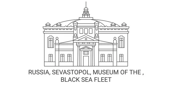 Russia Sevastopol Museum Black Sea Fleet Travel Landmark Line Vector — 스톡 벡터