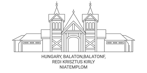 Hongrie Balaton Balatonf Redi Krisztus Kirly Plbniatemplom Illustration Vectorielle Ligne — Image vectorielle