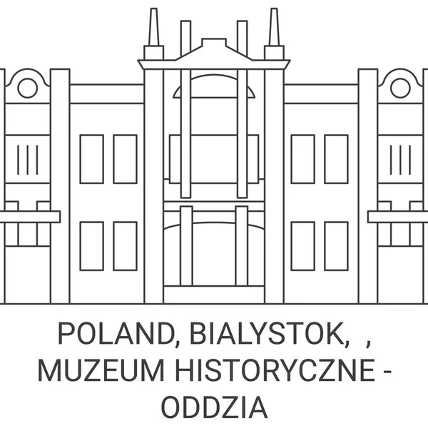 Polonya Bialystok Muzeum Historyczne Oddzia Muzeum Podlaskiego Seyahat Çizgisi Çizimi — Stok Vektör