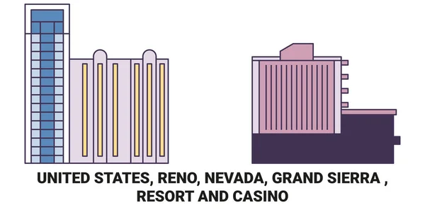 United States Reno Nevada Grand Sierra Resort Casino Travel Landmark — стоковый вектор