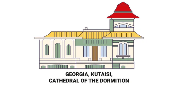 Georgia Kutaisi Cattedrale Della Dormizione Viaggi Punto Riferimento Linea Vettoriale — Vettoriale Stock