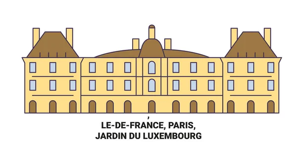 França Paris Jardin Luxemburgo Viagem Marco Linha Vetor Ilustração —  Vetores de Stock