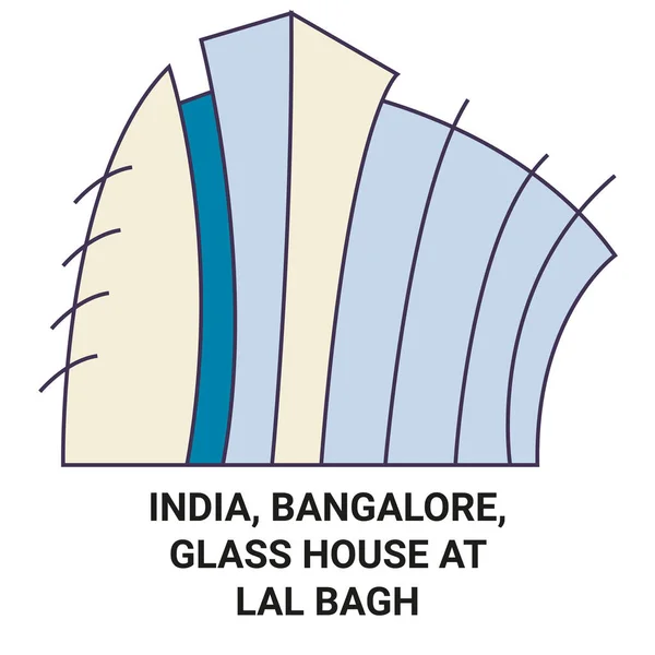 Индия Бангалор Glass House Lal Bagh Вектор Векторной Линии Путешествия — стоковый вектор