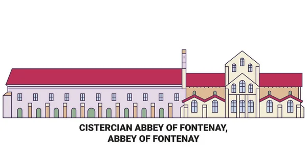 Γαλλία Cistercian Abbey Fontenay Abbey Fontenay Ταξίδια Ορόσημο Γραμμή Διανυσματική — Διανυσματικό Αρχείο
