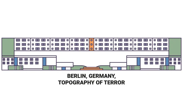 Berlin Deutschland Topographie Des Terrors Reise Meilenstein Linienvektorillustration — Stockvektor