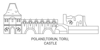 Polonya, Torun, Toru, Castle seyahat çizgisi vektör illüstrasyonu