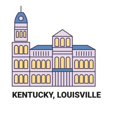 Amerika Birleşik Devletleri, Kentucky, Louisville seyahat çizgisi vektör ilüstrasyonu