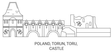 Polonya, Torun, Toru, Castle seyahat çizgisi vektör illüstrasyonu