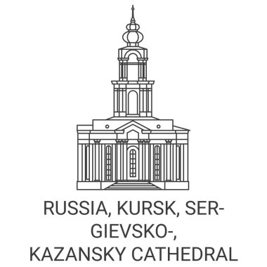 Rusya, Kursk, Sergievsko, Kazansky Katedrali seyahat çizgisi vektör ilüstrasyonu