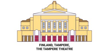 Finlandiya, Tampere, Tampere Tiyatrosu seyahat çizgisi çizimi