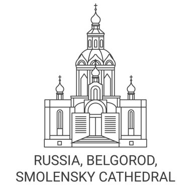 Rusya, Belgorod, Smolensky Katedrali seyahat çizgisi çizgisi çizimi