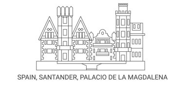 İspanya, Santander, Palacio De La Magdalena, seyahat çizgisi çizimi