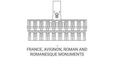 Fransa, Avignon, Roma ve Roma Anıtları tarihi eser çizgisi çizimi