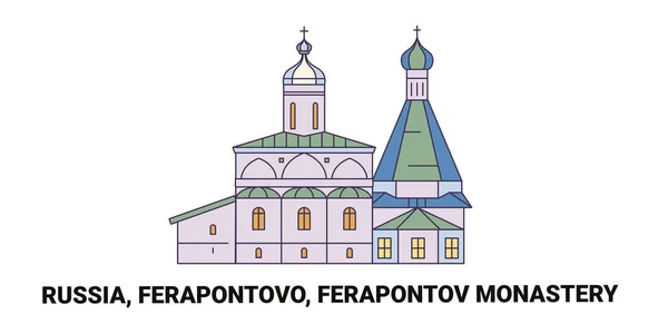 Rusland Ferapontova Kerk Reizen Oriëntatiepunt Lijn Vector Illustratie — Stockvector