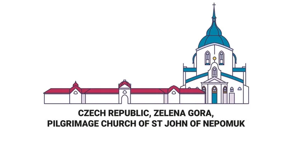 Çek Cumhuriyeti Zelena Gora Nepomuk Hac Kilisesi Seyahat Çizgisi Çizelgesi — Stok Vektör