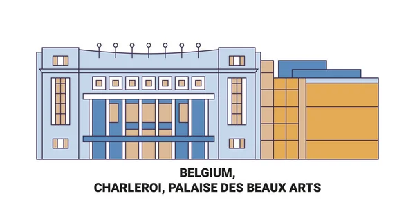 Belgium Charleroi Palaise Des Beaux Arts Travel Landmark Line Vector — 스톡 벡터