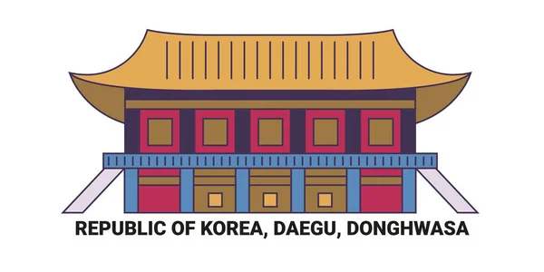 République Corée Daegu Donghwasa Illustration Vectorielle Ligne Repère Voyage — Image vectorielle