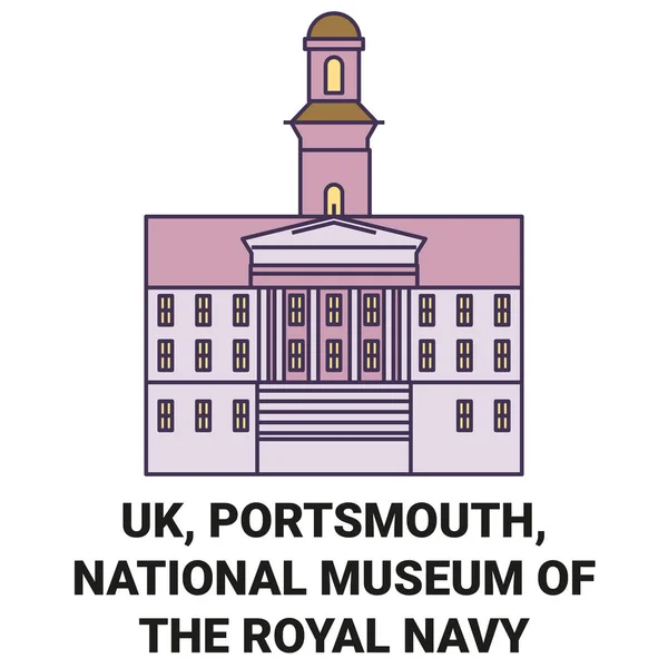 England Portsmouth National Museum Royal Navy Resa Landmärke Linje Vektor — Stock vektor