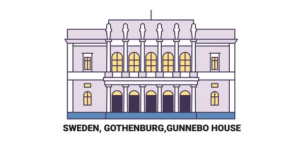 Suecia Gotemburgo Gunnebo House Ilustración Vectores Línea Referencia Viaje — Vector de stock
