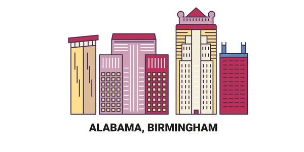 Birleşik Devletler Alabama Birmingham Seyahat Çizgisi Vektör Ilüstrasyonu — Stok Vektör