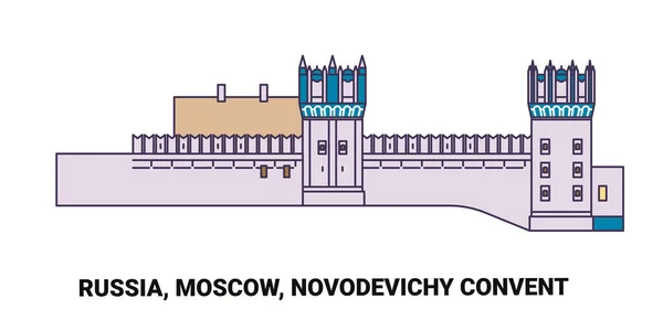 Rusya Moskova Novodevichy Manastır Seyahat Çizgisi Çizelgesi Çizimi — Stok Vektör