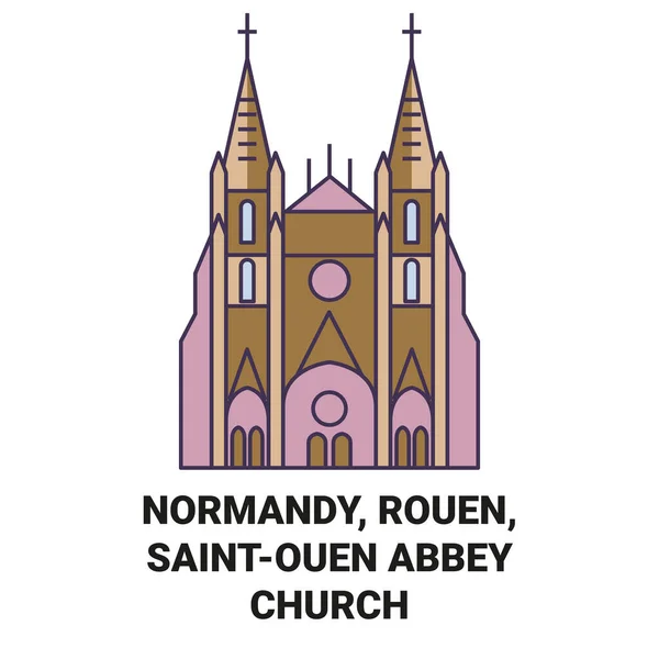 Fransa Normandiya Rouen Saintouen Abbey Kilisesi Seyahat Çizgisi Çizimi — Stok Vektör