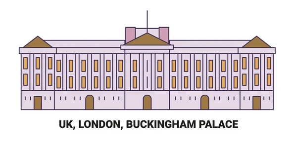 England London Buckingham Palace Resa Landmärke Linje Vektor Illustration — Stock vektor