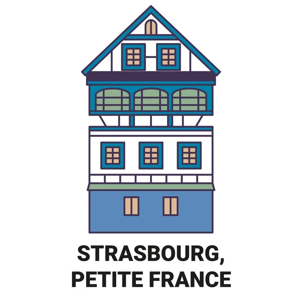 Frankreich Straßburg Petite Travel Wegweisende Linienvektorillustration — Stockvektor