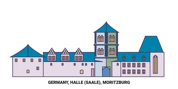 Allemagne Halle Saale Moritzburg Illustration Vectorielle Ligne Voyage — Image vectorielle