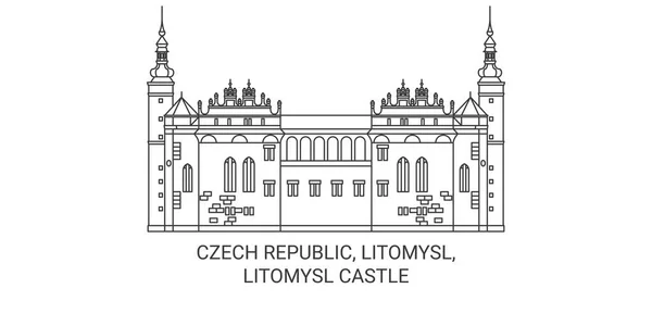 Τσεχική Δημοκρατία Litomysl Litomysl Κάστρο Ταξίδια Ορόσημο Γραμμή Διανυσματική Απεικόνιση — Διανυσματικό Αρχείο