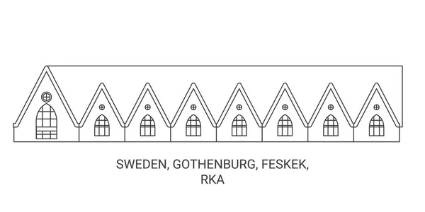 Schweden Göteborg Feskek Rka Reisewegweisende Linienvektorillustration — Stockvektor