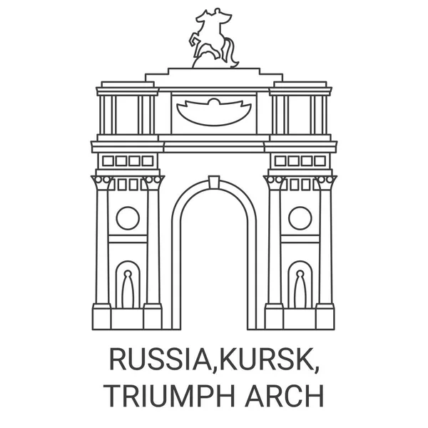 Russia Kursk Triumph Arch Travel Landmark Line Vector Illustration — Stock Vector