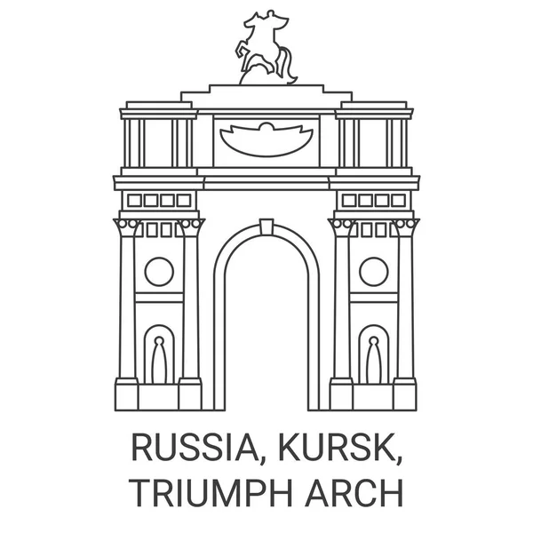 Rússia Kursk Triumph Arch Viagem Marco Linha Vetor Ilustração — Vetor de Stock