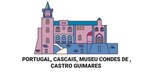 Portugal Cascais Museu Condes Castro Guimares Reizen Oriëntatiepunt Vector Illustratie — Stockvector