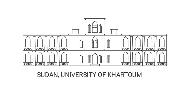 Soudan Université Khartoum Illustration Vectorielle Ligne Repère Voyage — Image vectorielle