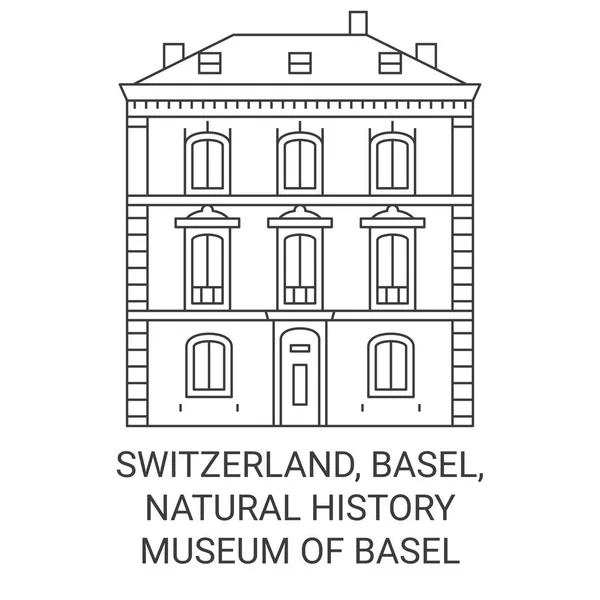 Schweiz Basel Naturhistorisches Museum Basel Reise Meilenstein Linienvektorillustration — Stockvektor