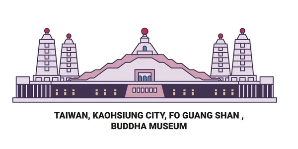 Taiwán Kaohsiung City Guang Shan Buda Museo Viaje Hito Línea — Vector de stock