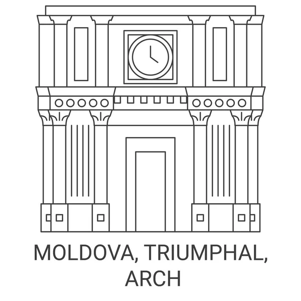 Moldavien Triumfbåge Arch Resa Landmärke Linje Vektor Illustration — Stock vektor