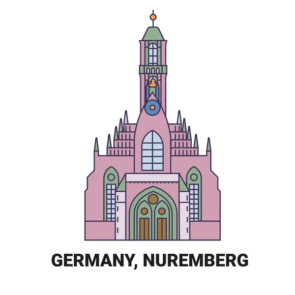 Deutschland Nürnberg Reise Meilenstein Linienvektorillustration — Stockvektor