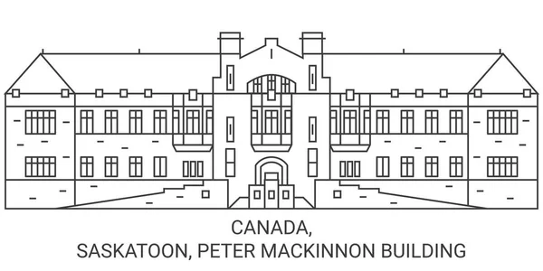 Canada Saskatoon Peter Mackinnon Building Travel Landmark Line Vector Illustration — Stock Vector