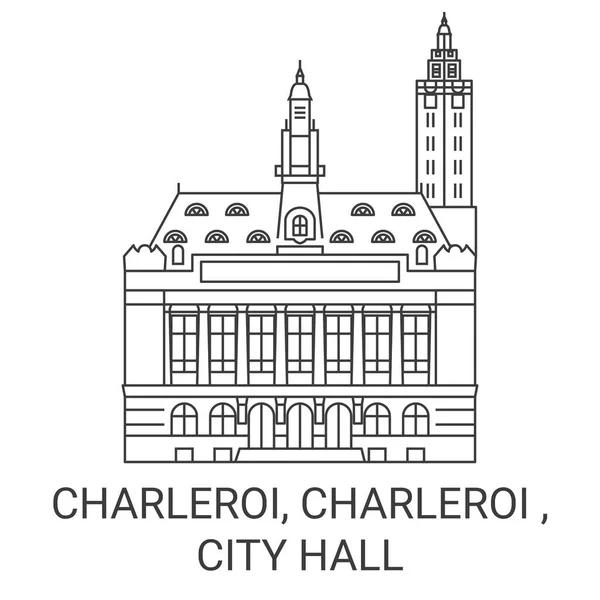 Canada Charleroi Charleroi City Hall Travel Landmark Line Vector Illustration — Stock Vector
